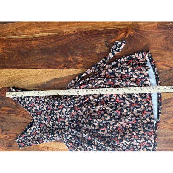 SM Wardrobe Butterfly Print Fit and Flare Dress Sleeveless V-Neck Black Large - Picture 4 of 9